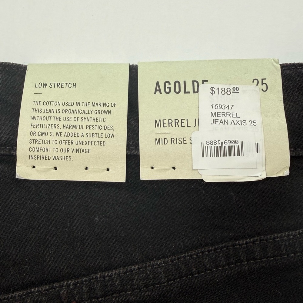 AGOLDE Merrel Mid Rise Straight Jeans Black Axis Wash Size 25 NWT - Picture 5 of 5